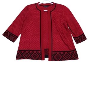 Ming Wang Women's XL Open Front Cardigan 3/4 Sleeve Office Chic Business Career